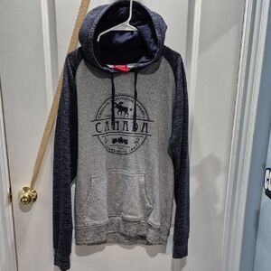Navy and Gray Men's Hoodie with Graphic Design